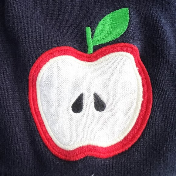 Gymboree Girls' Prep Head of the Class Apple Cardigan, Tidal Navy, Size 8 - Picture 3 of 6